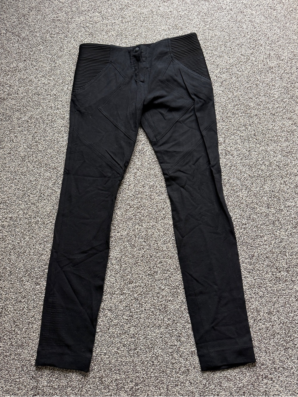 Givenchy Black Paneled Textured Moto Style Slim Pants Sz 38